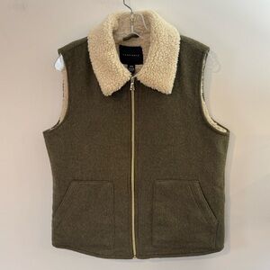 Sanctuary Sherpa Lined Soft Warm Cozy Heavyweight Vest, Olive Green, Sz S, NWOT